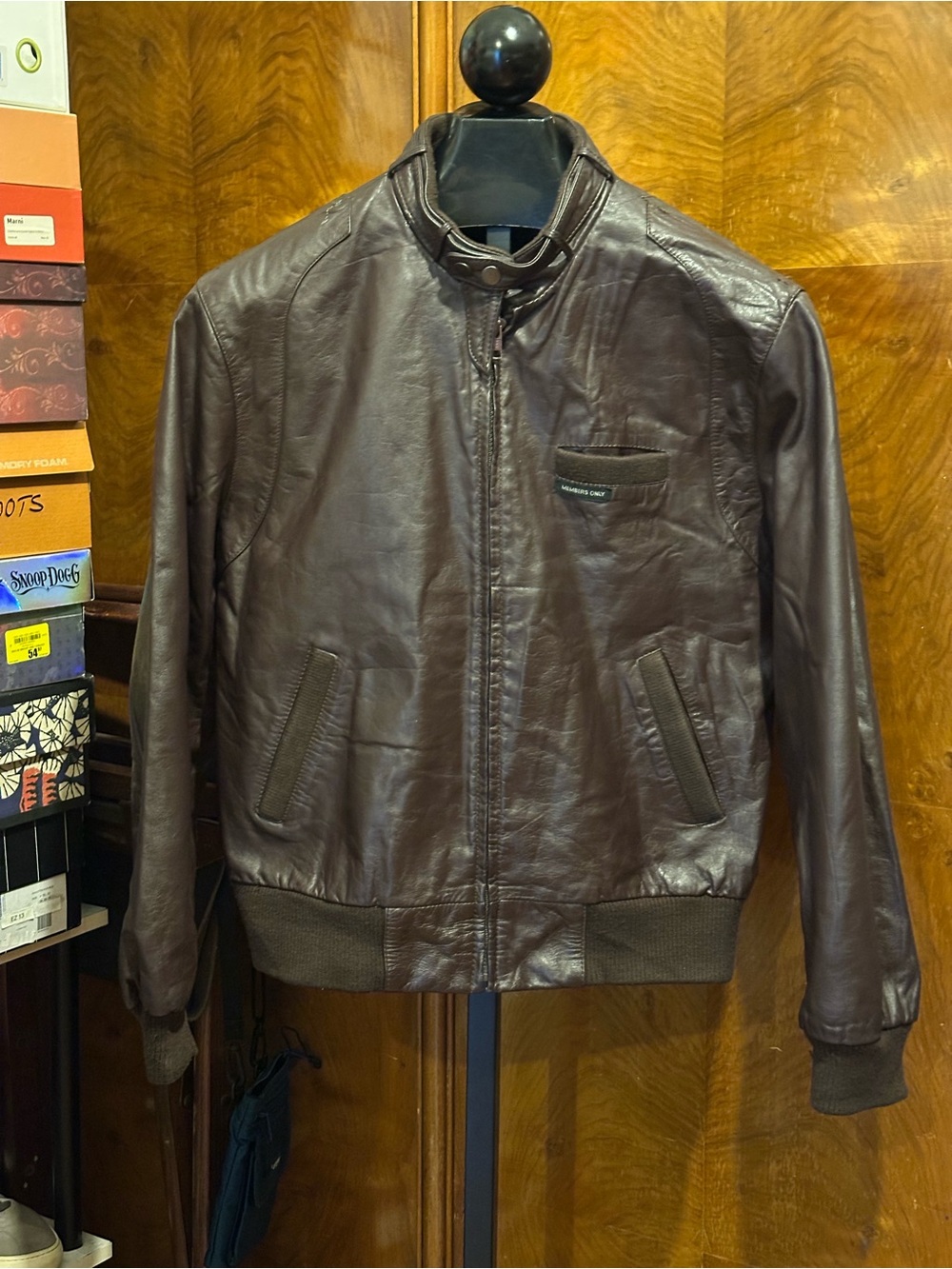 Members Only Leather Bomber/Cafe Race Jacket